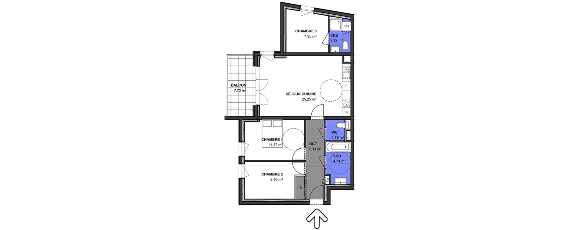 Appartement T4 de 71,98 m2 &agrave; Anthy-Sur-L&eacute;man Centre
