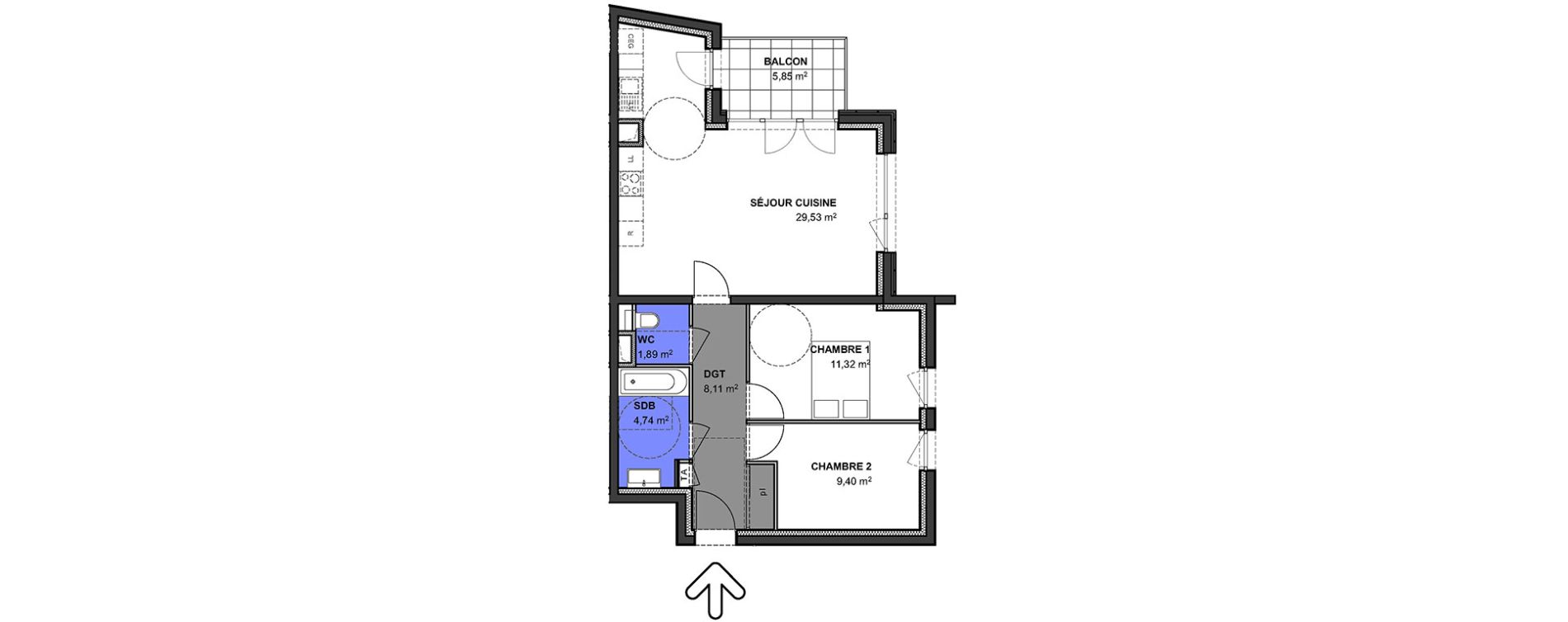 Appartement T3 de 64,99 m2 &agrave; Anthy-Sur-L&eacute;man Centre