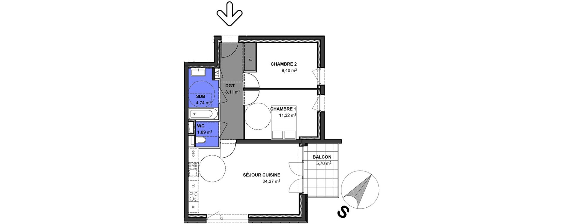 Appartement T3 de 59,83 m2 &agrave; Anthy-Sur-L&eacute;man Centre
