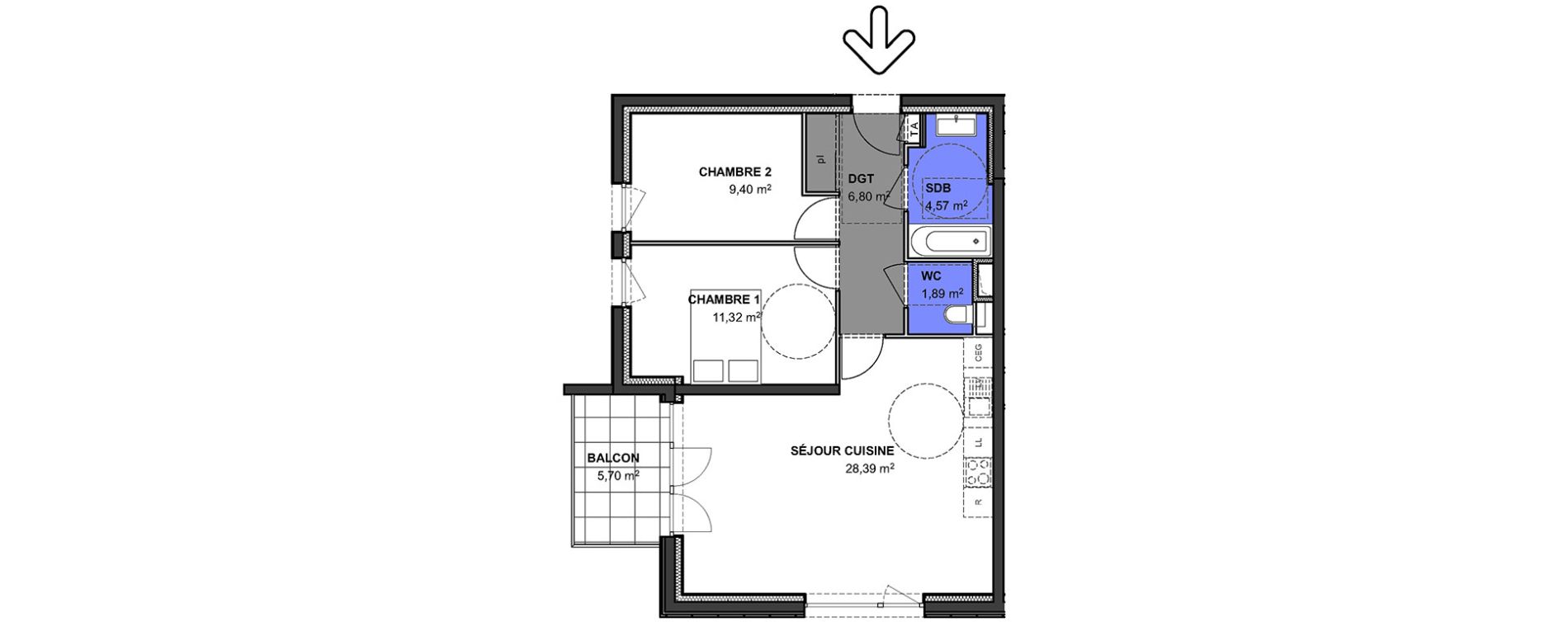 Appartement T3 de 62,37 m2 &agrave; Anthy-Sur-L&eacute;man Centre