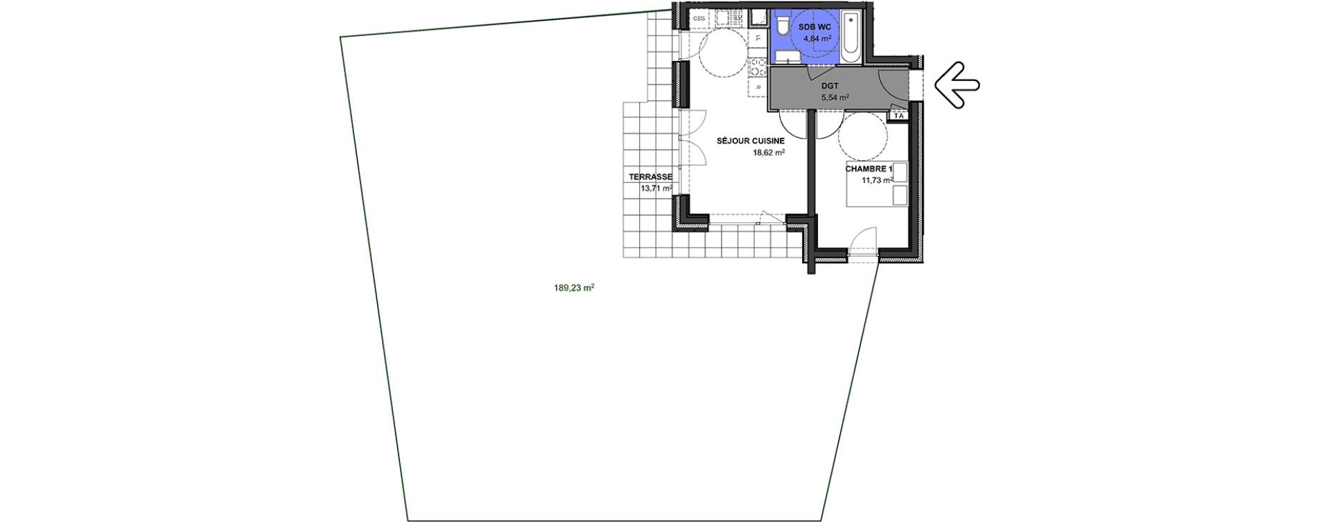 Appartement T2 de 40,73 m2 &agrave; Anthy-Sur-L&eacute;man Centre