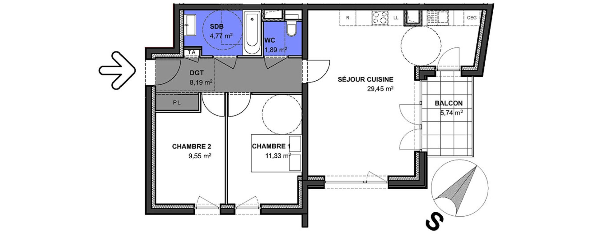 Appartement T3 de 65,18 m2 &agrave; Anthy-Sur-L&eacute;man Centre