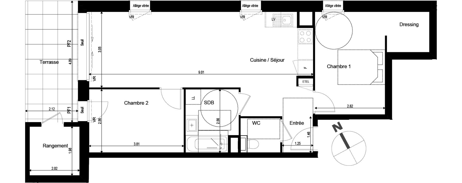 Appartement T3 de 63,54 m2 à Archamps Centre