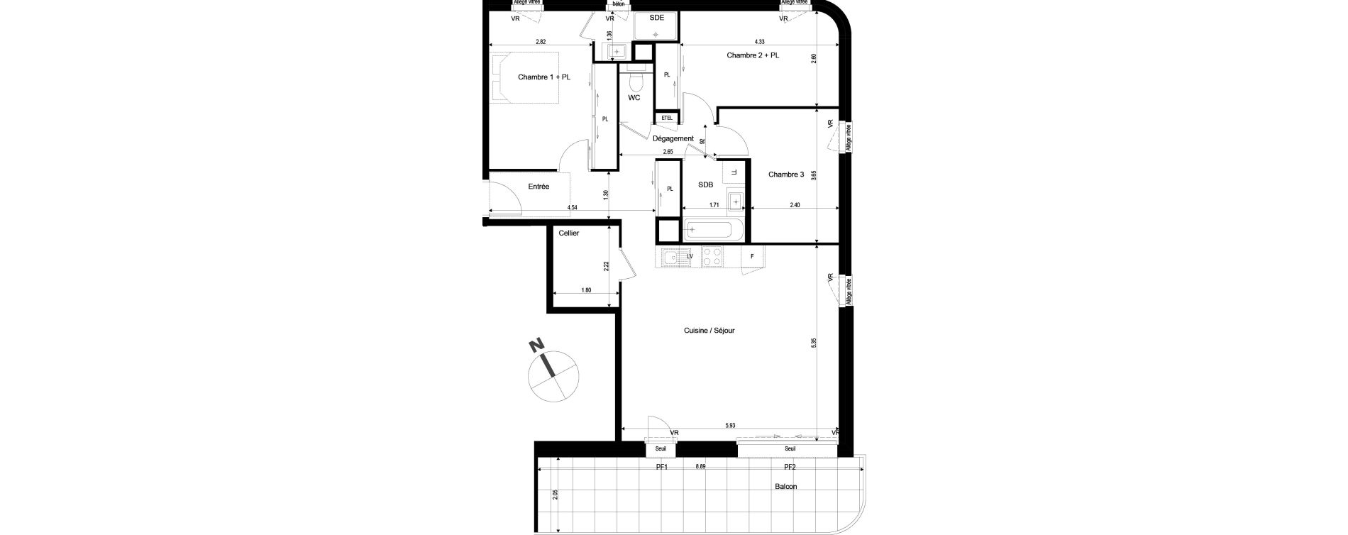 Appartement T4 de 90,36 m2 à Archamps Centre