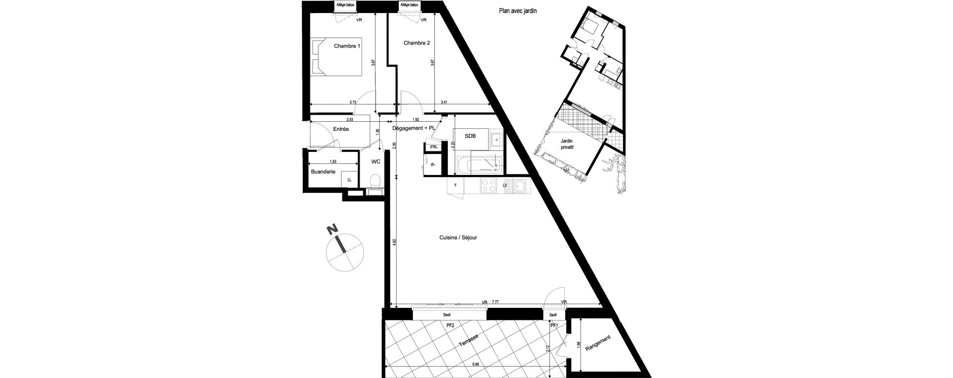 Appartement T3 de 68,34 m2 à Archamps Centre