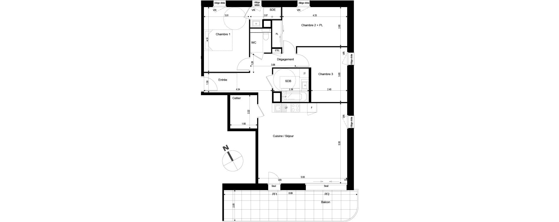 Appartement T4 de 90,37 m2 à Archamps Centre