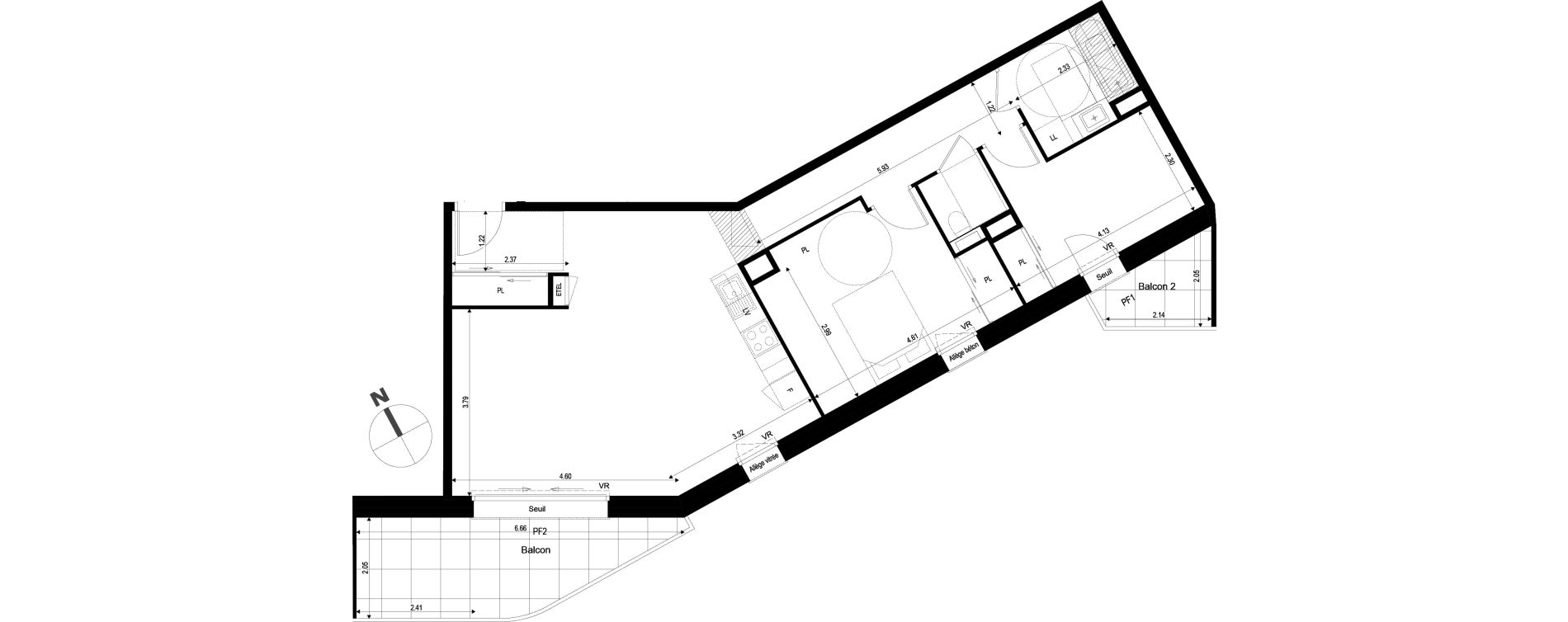 Appartement T3 de 72,40 m2 à Archamps Centre