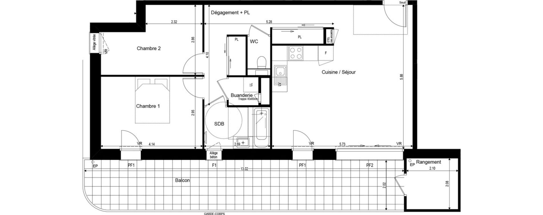 Appartement T3 de 69,72 m2 &agrave; Archamps Centre