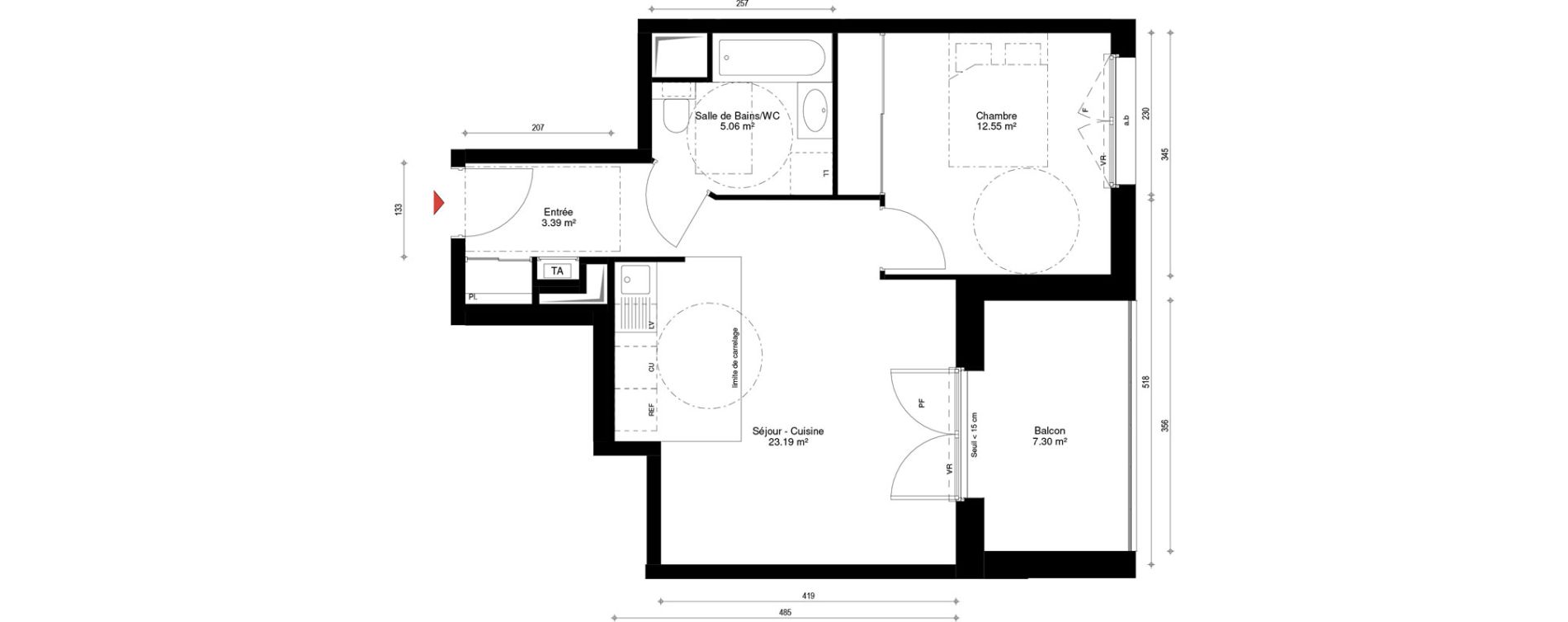 Appartement T2 de 44,19 m2 &agrave; Archamps Centre