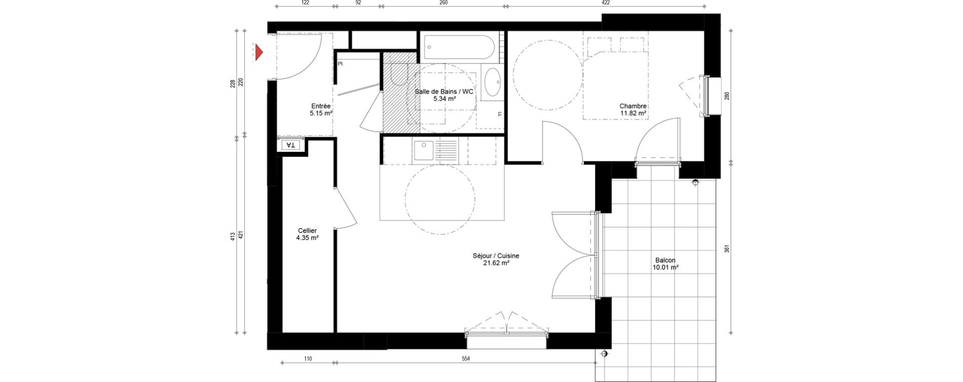 Appartement T2 de 48,28 m2 &agrave; Archamps Centre