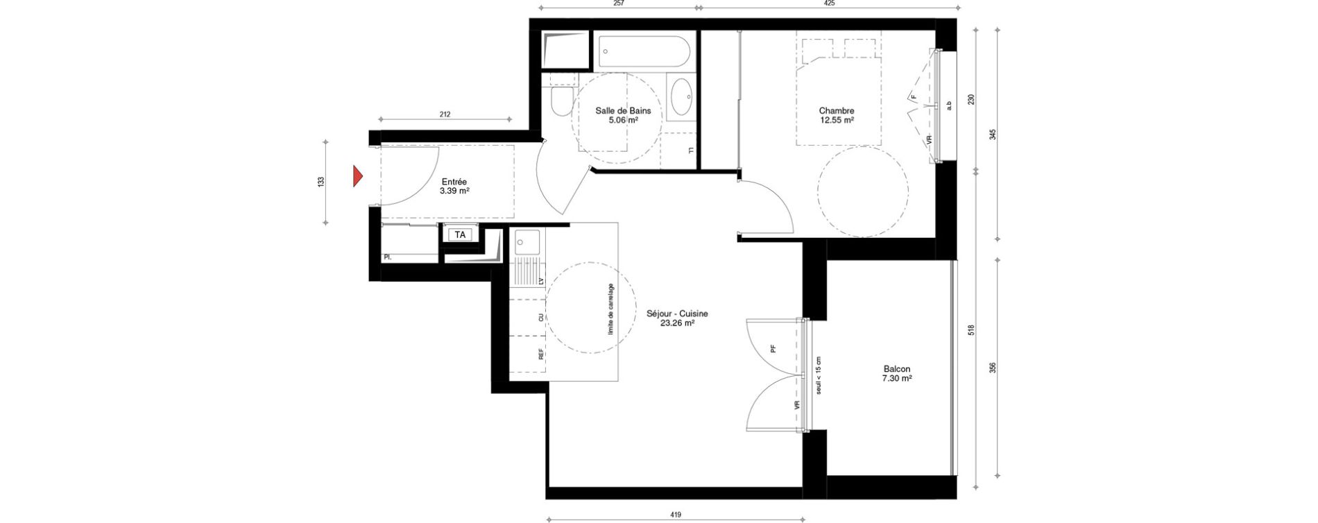 Appartement T2 de 44,26 m2 &agrave; Archamps Centre