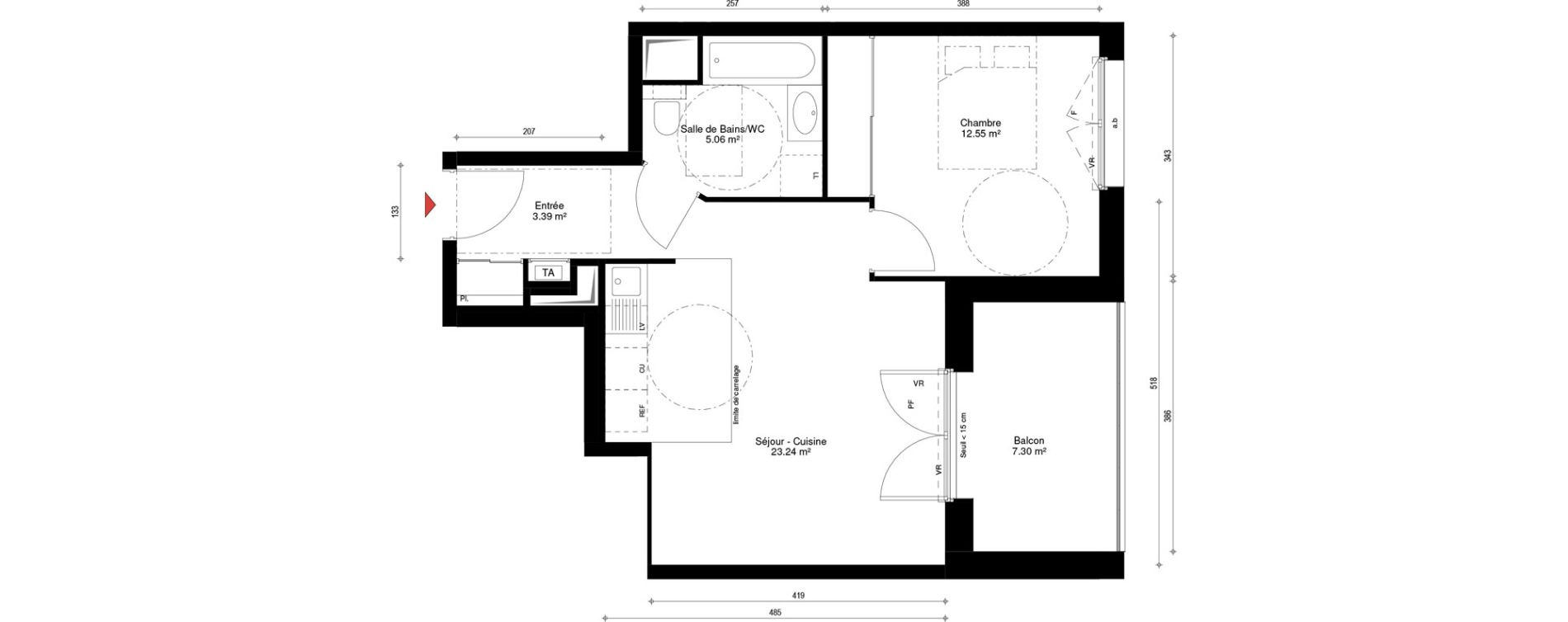 Appartement T2 de 44,24 m2 &agrave; Archamps Centre
