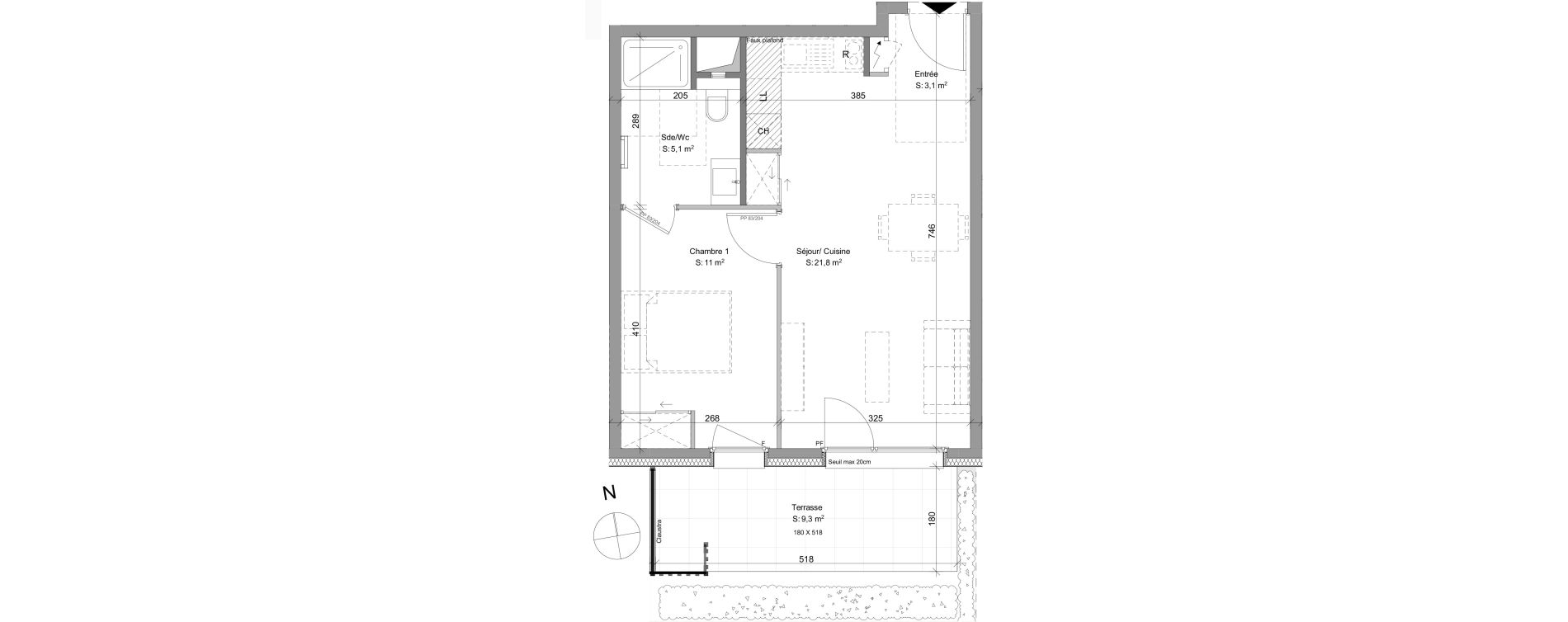 Appartement T2 de 41,00 m2 &agrave; Ayse Centre