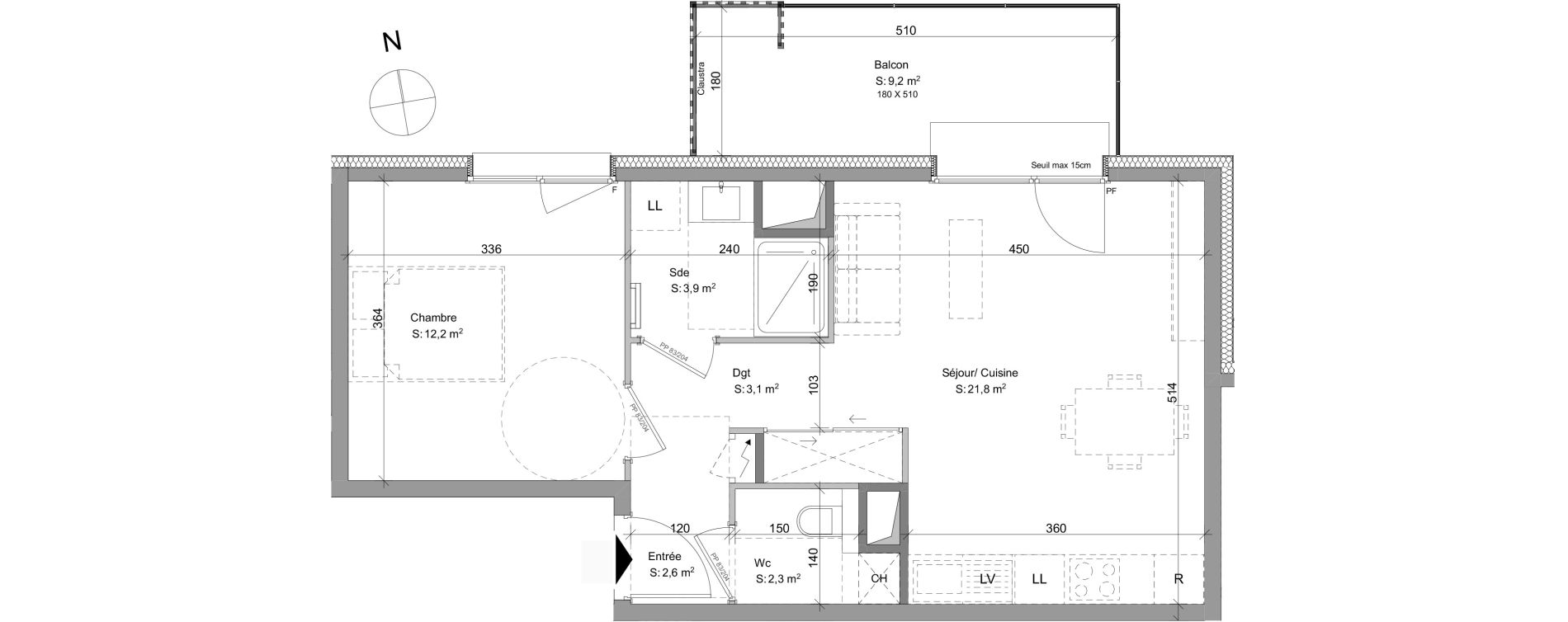 Appartement T2 de 45,90 m2 &agrave; Ayse Centre