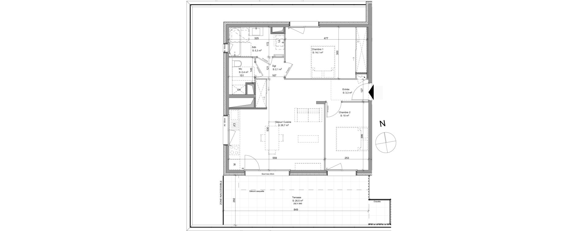 Appartement T3 de 63,90 m2 &agrave; Ayse Centre