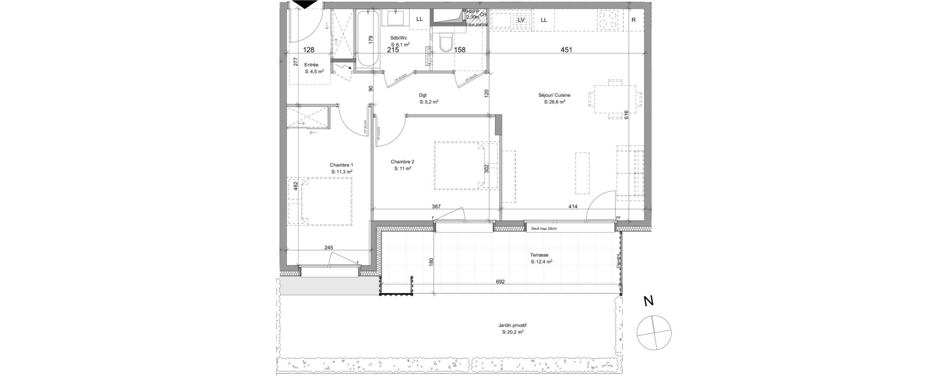 Appartement T3 de 64,70 m2 &agrave; Ayse Centre