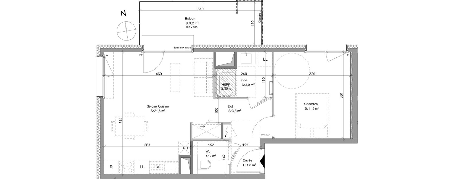 Appartement T2 de 44,90 m2 &agrave; Ayse Centre