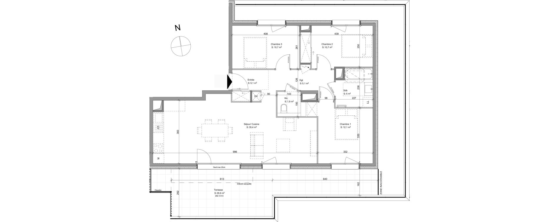 Appartement T4 de 86,00 m2 &agrave; Ayse Centre