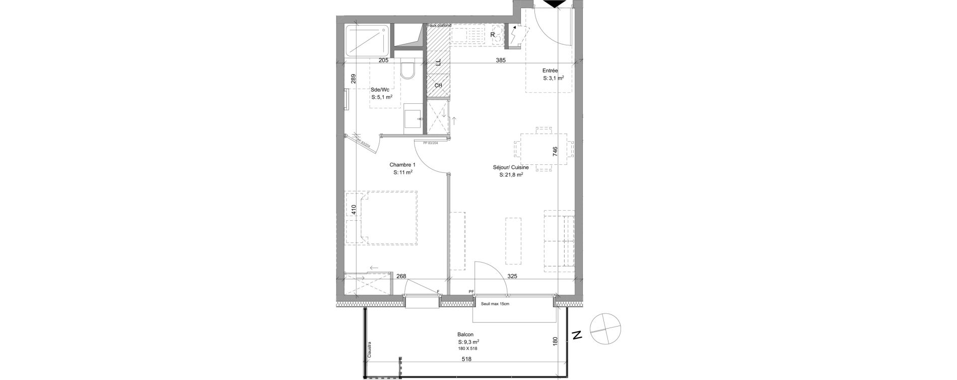 Appartement T2 de 41,00 m2 &agrave; Ayse Centre