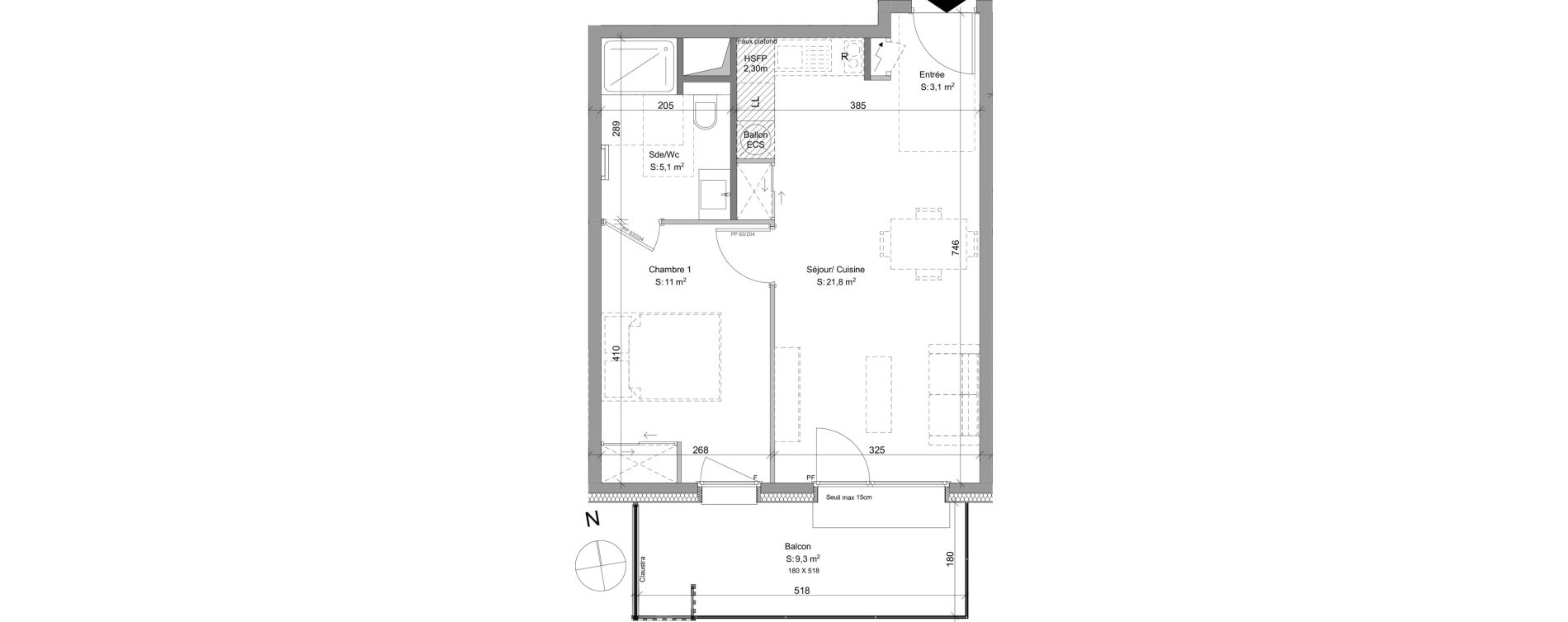Appartement T2 de 41,00 m2 &agrave; Ayse Centre