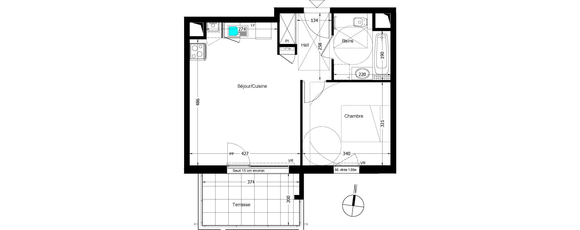 Appartement T2 de 42,02 m2 &agrave; Beaumont Centre