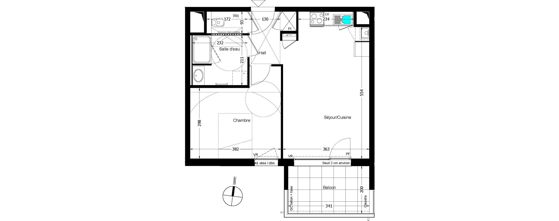 Appartement T2 de 43,61 m2 &agrave; Beaumont Centre