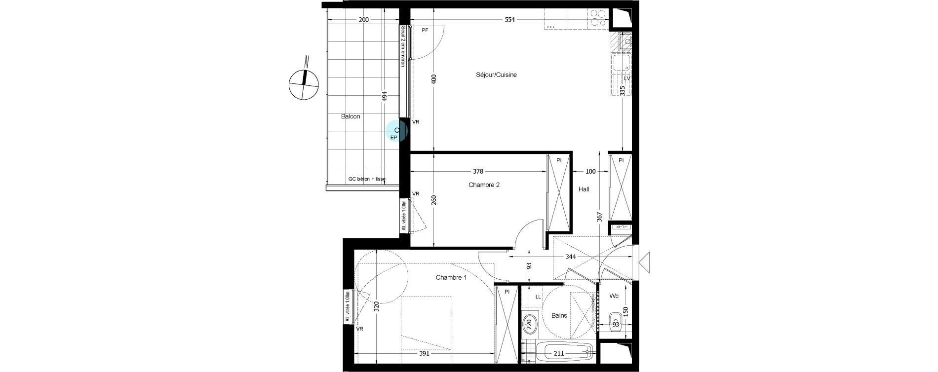 Appartement T3 de 63,09 m2 &agrave; Beaumont Centre