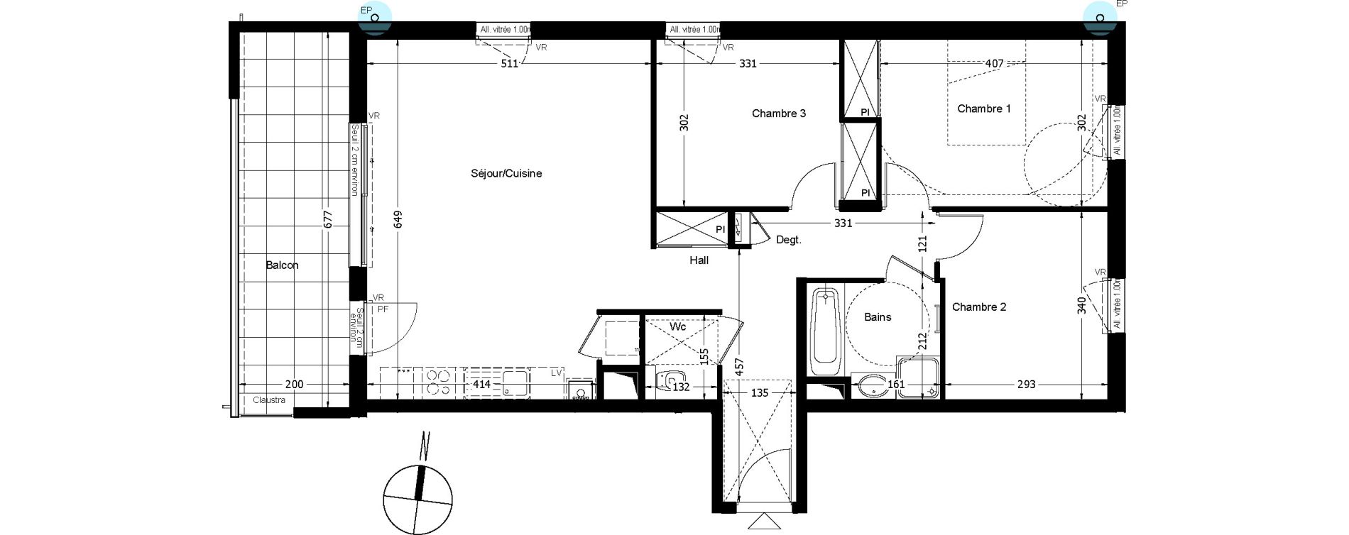 Appartement T4 de 84,83 m2 &agrave; Beaumont Centre