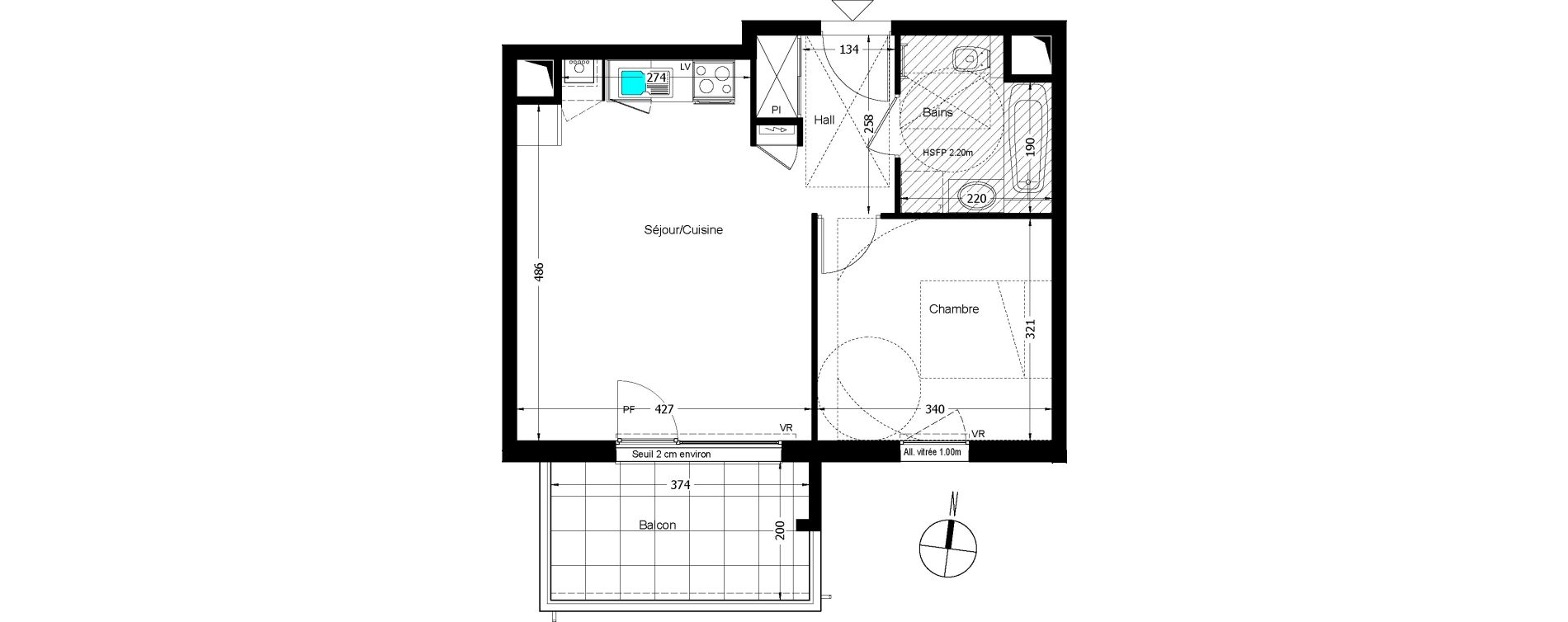 Appartement T2 de 42,02 m2 &agrave; Beaumont Centre