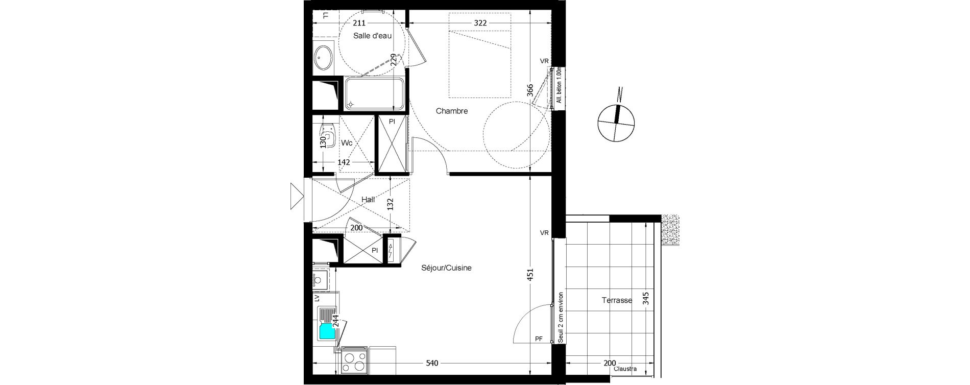 Appartement T2 de 41,99 m2 &agrave; Beaumont Centre