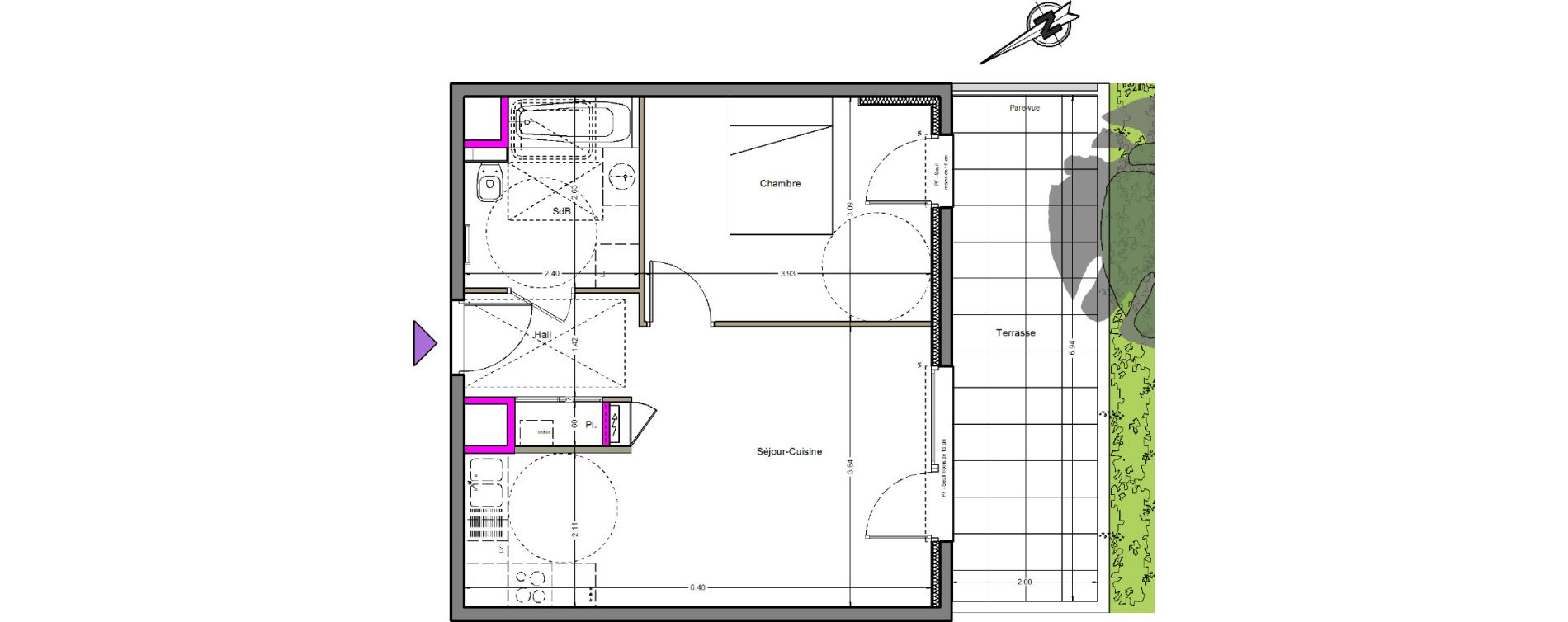 Appartement T2 de 42,54 m2 &agrave; Beaumont Centre