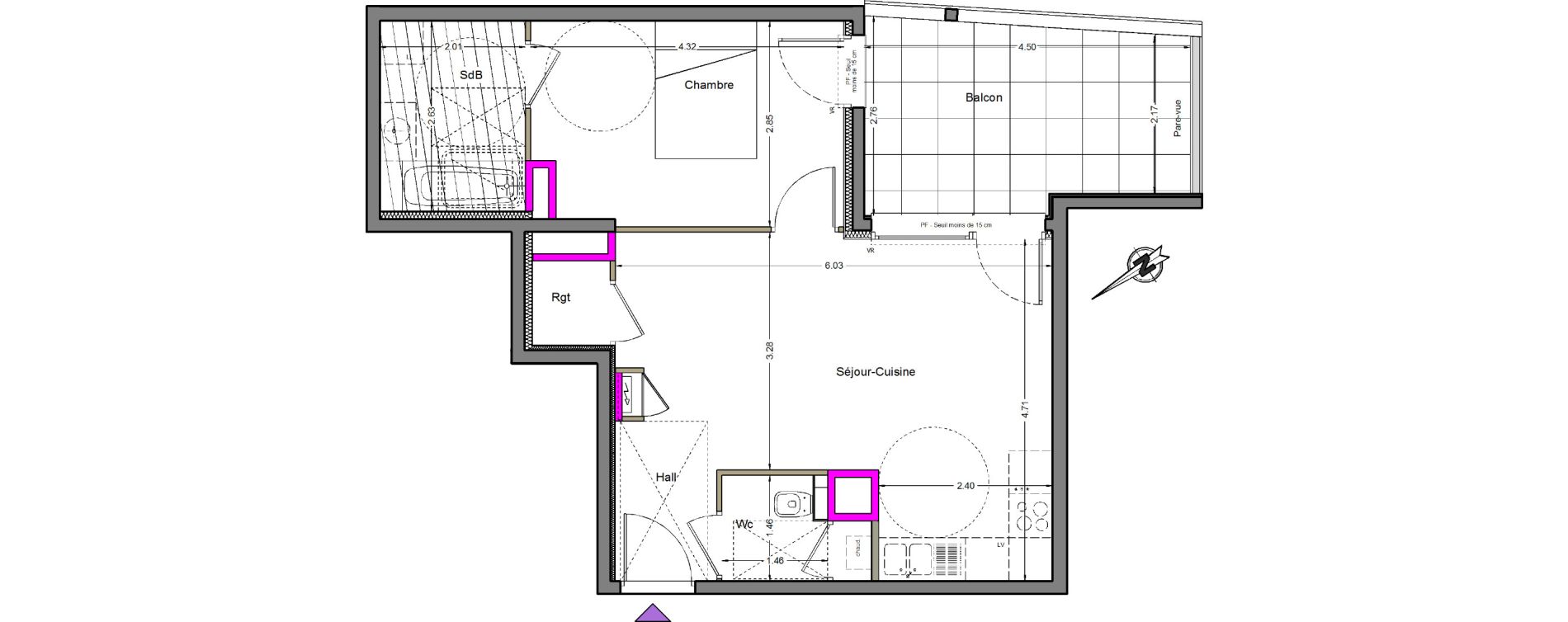Appartement T2 de 45,87 m2 &agrave; Beaumont Centre