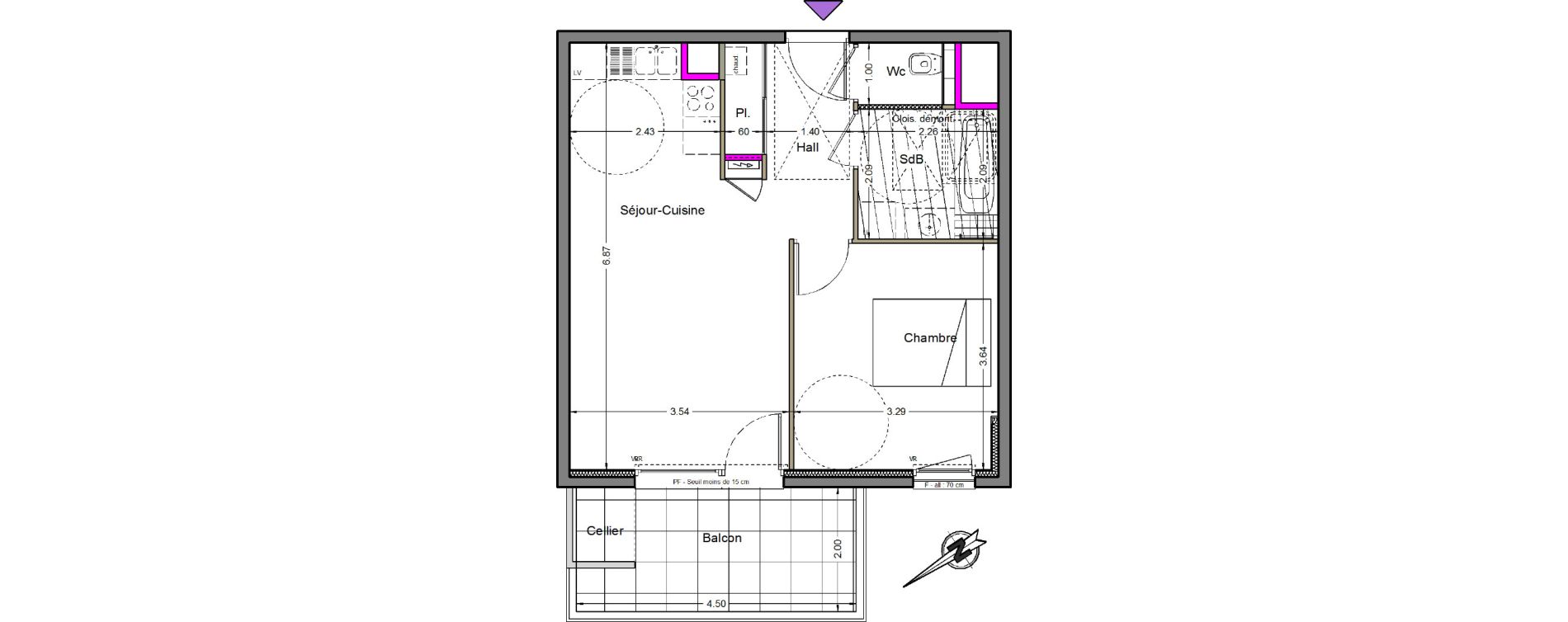 Appartement T2 de 44,60 m2 &agrave; Beaumont Centre