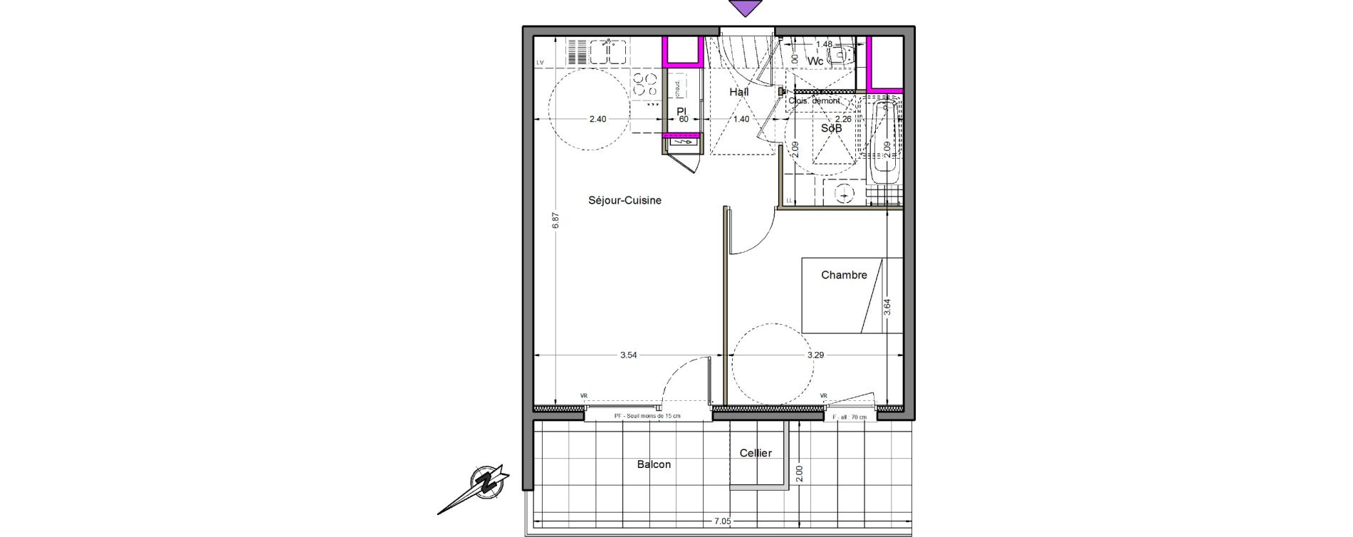 Appartement T2 de 44,66 m2 &agrave; Beaumont Centre