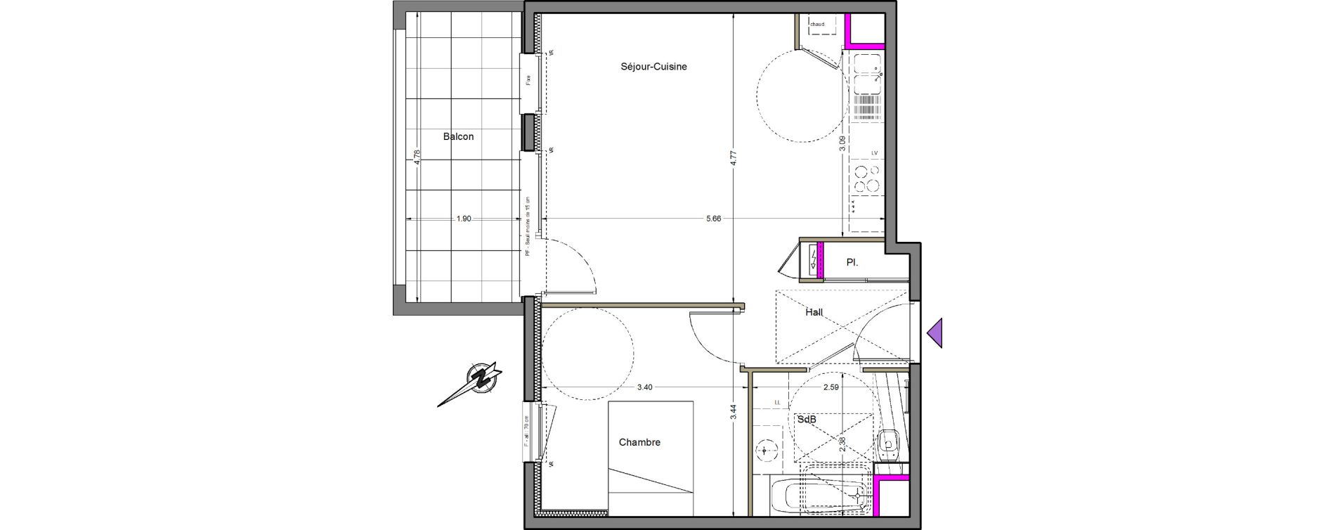 Appartement T2 de 46,30 m2 &agrave; Beaumont Centre