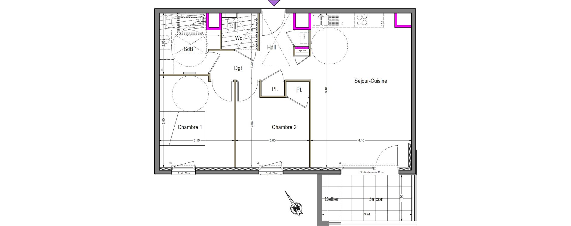 Appartement T3 de 63,30 m2 &agrave; Beaumont Centre