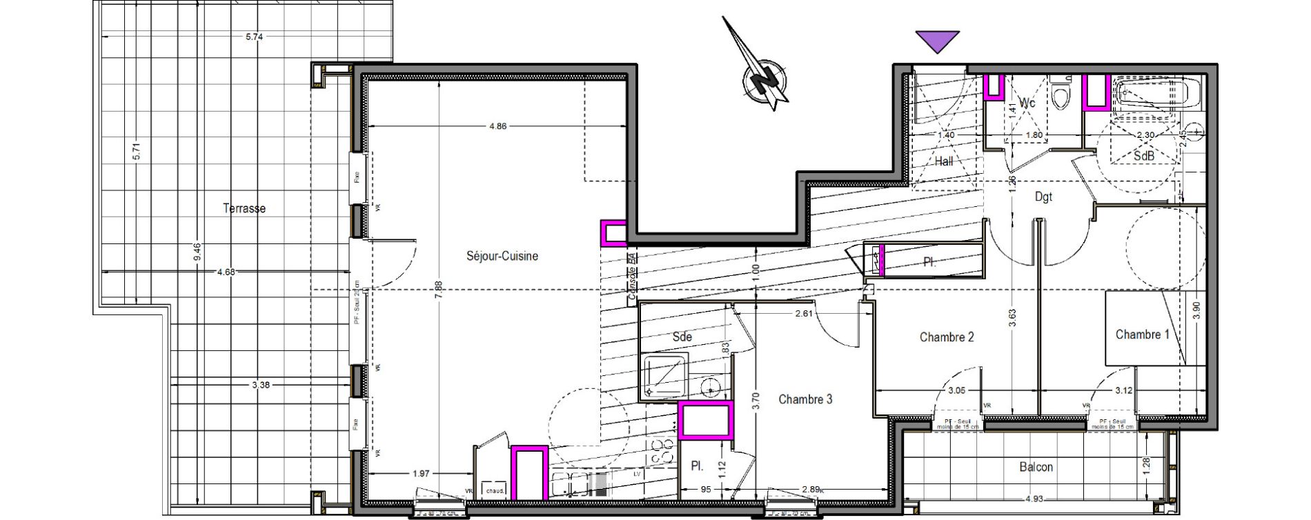 Appartement T4 de 96,32 m2 &agrave; Beaumont Centre