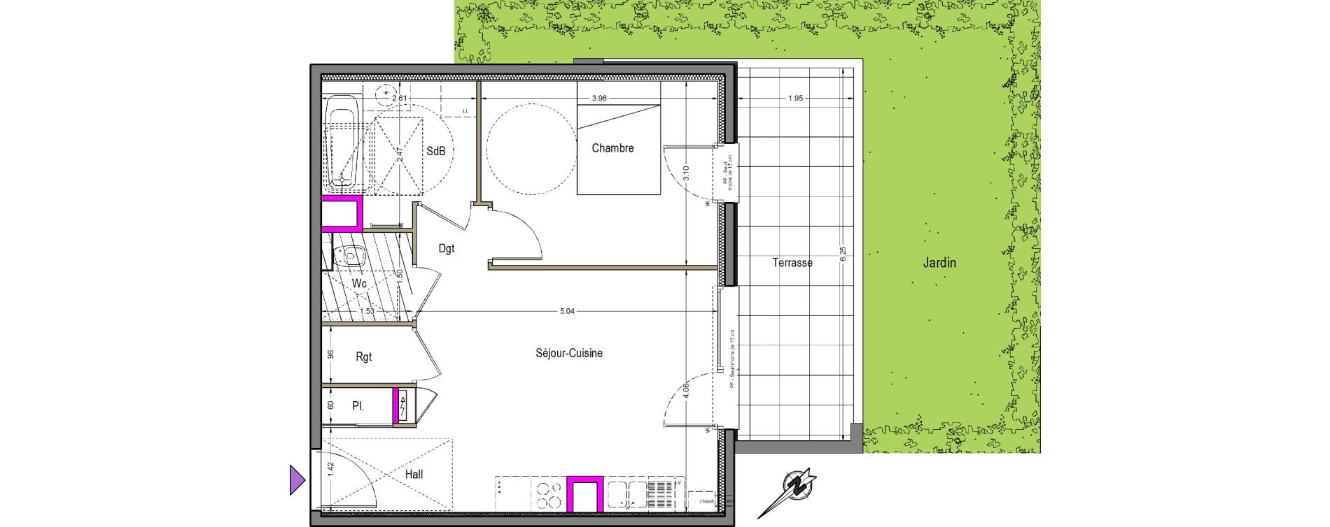 Appartement T2 de 45,66 m2 &agrave; Beaumont Centre