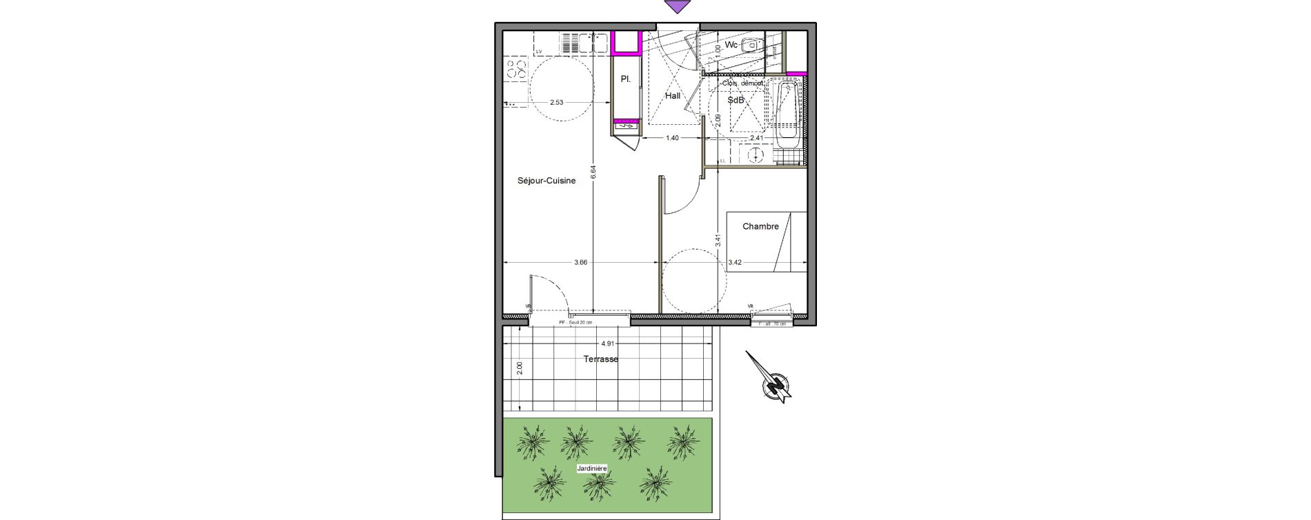 Appartement T2 de 44,53 m2 &agrave; Beaumont Centre