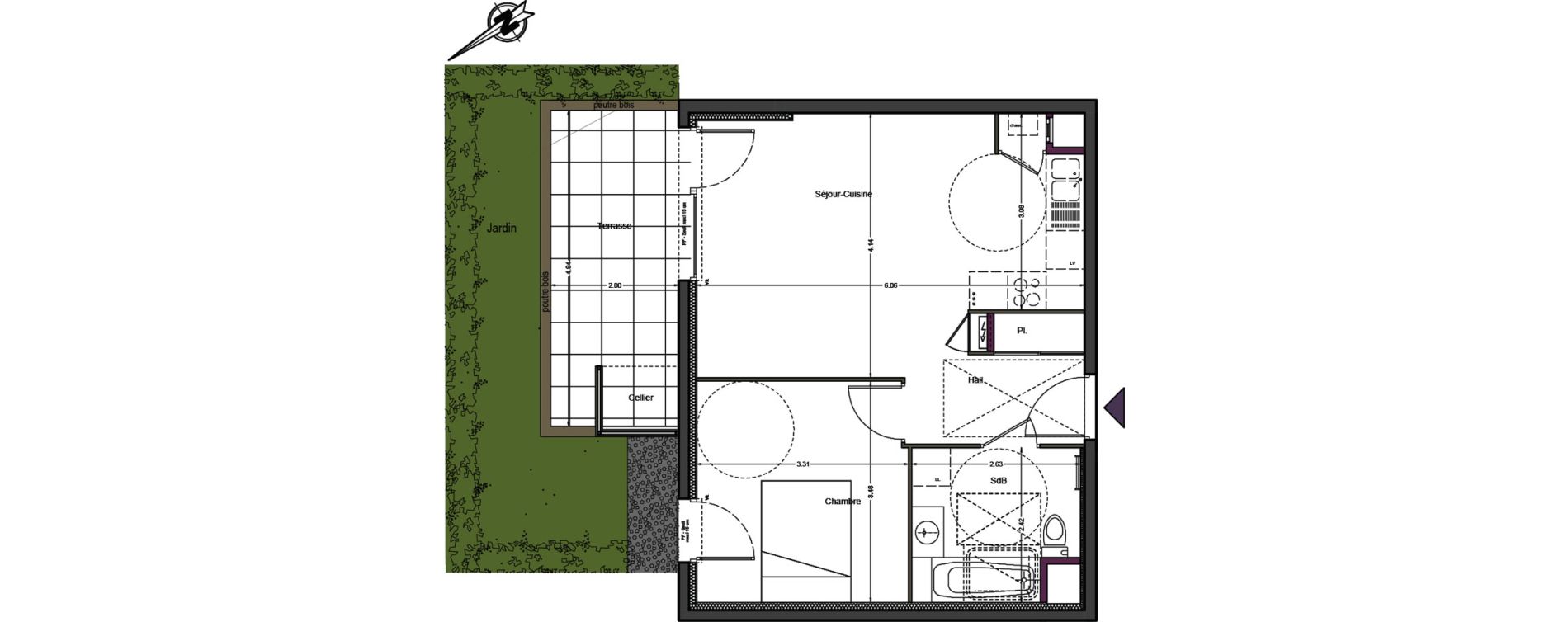Appartement T2 de 44,23 m2 &agrave; Beaumont Centre
