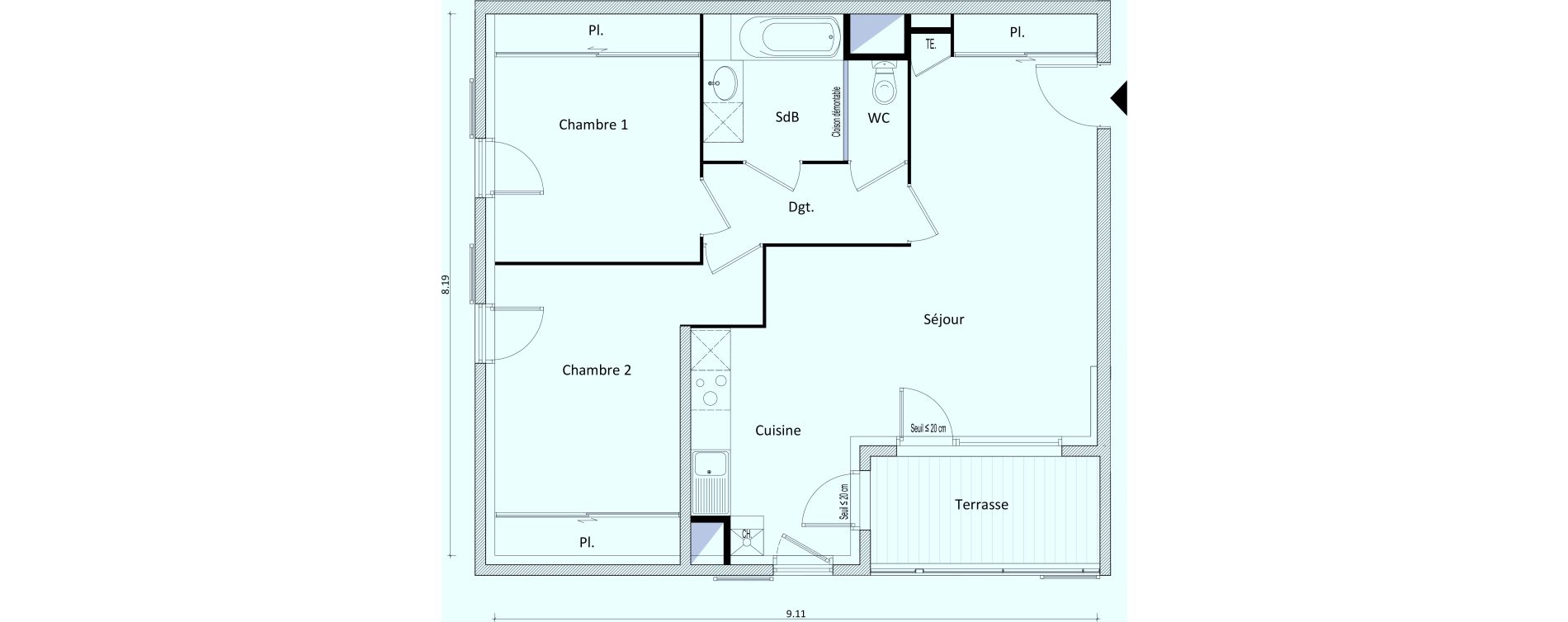 Appartement T3 de 64,60 m2 &agrave; Bonneville Centre
