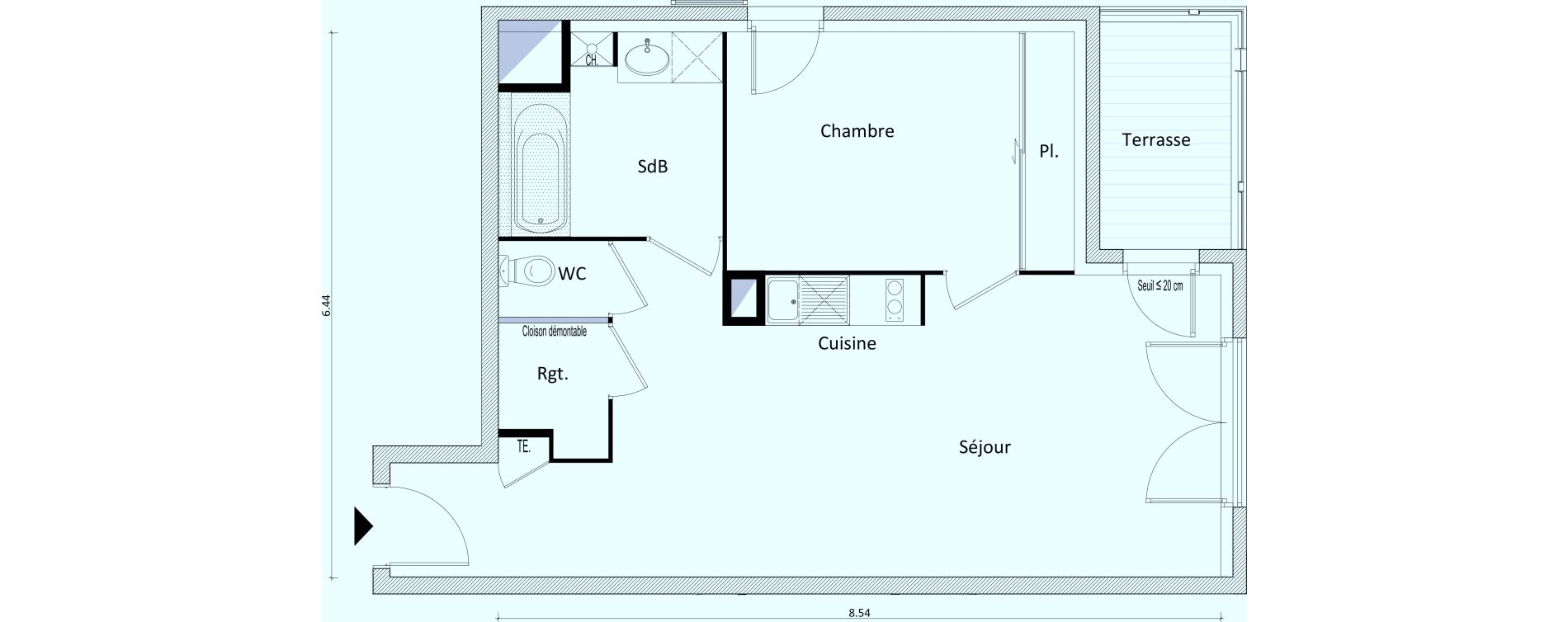 Appartement T2 de 49,75 m2 &agrave; Bonneville Centre