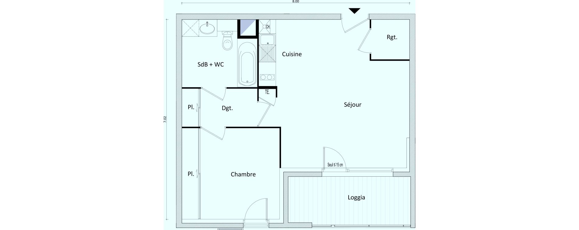 Appartement T2 de 46,40 m2 &agrave; Bonneville Centre