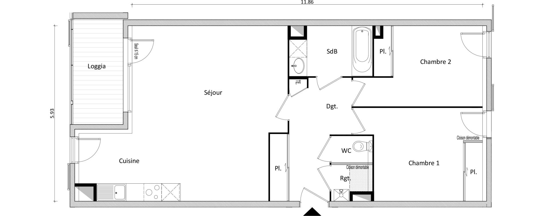 Appartement T3 de 71,85 m2 &agrave; Bonneville Centre