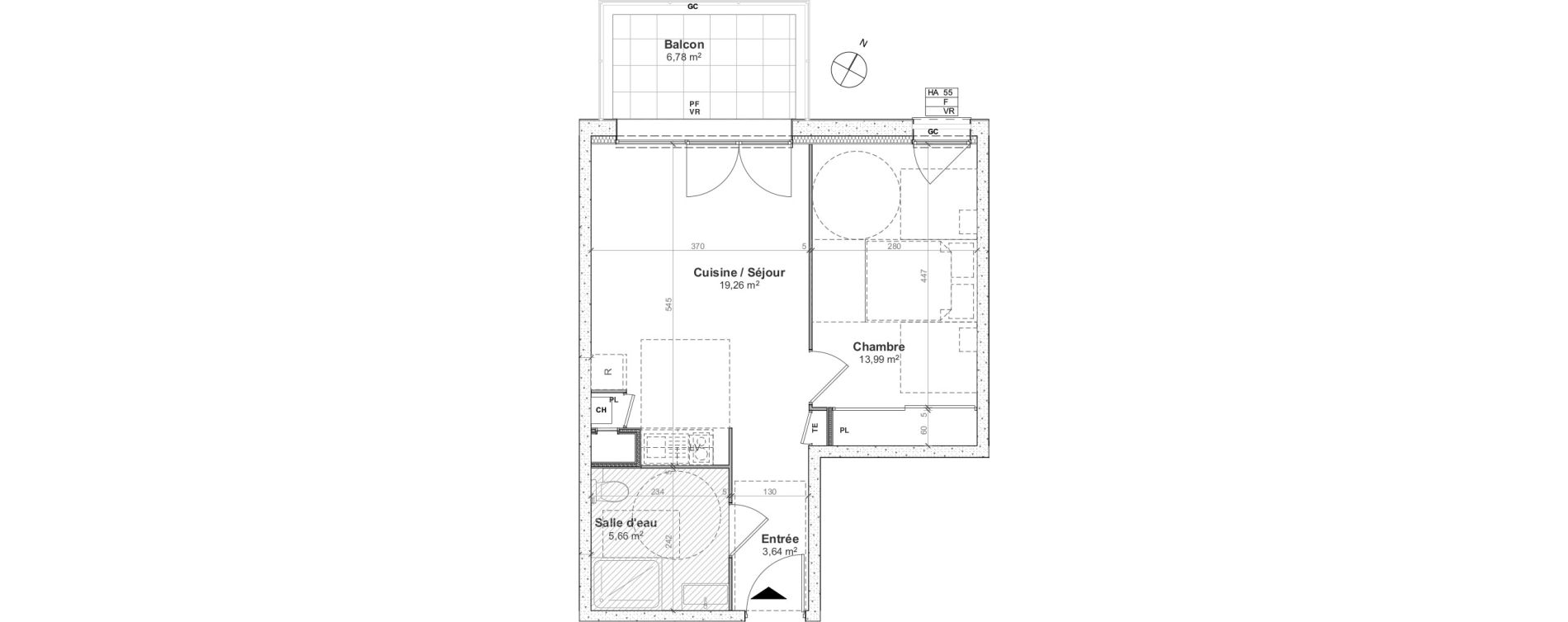 Appartement T2 de 42,55 m2 &agrave; Bonneville Centre