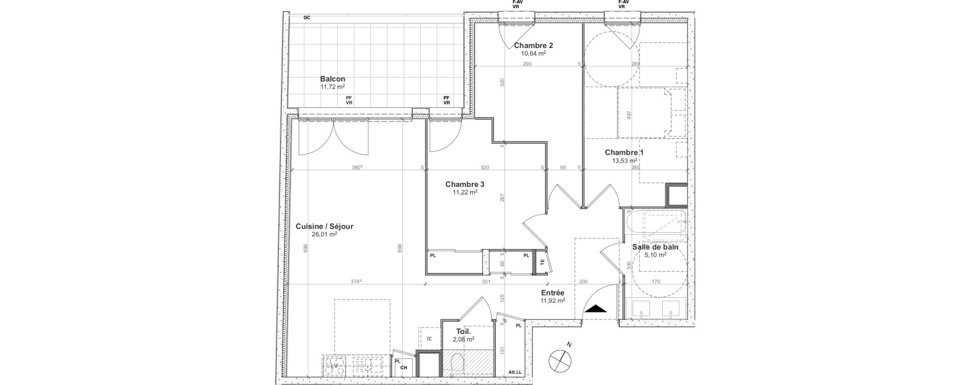 Appartement T4 de 80,50 m2 &agrave; Bonneville Centre