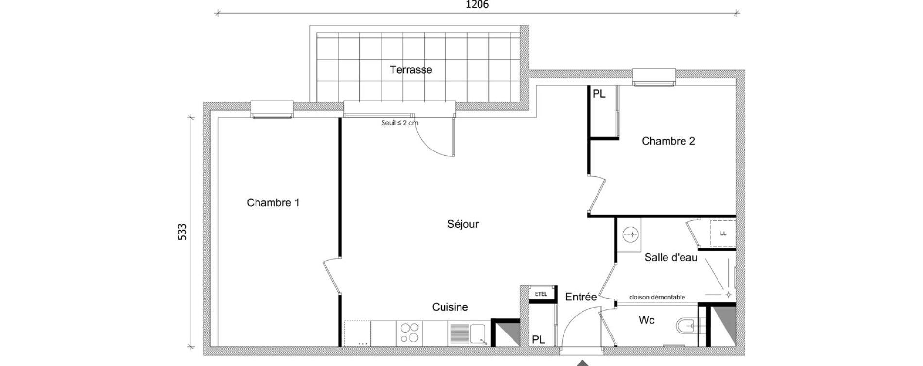 Appartement T3 de 64,46 m2 &agrave; Bonneville Centre