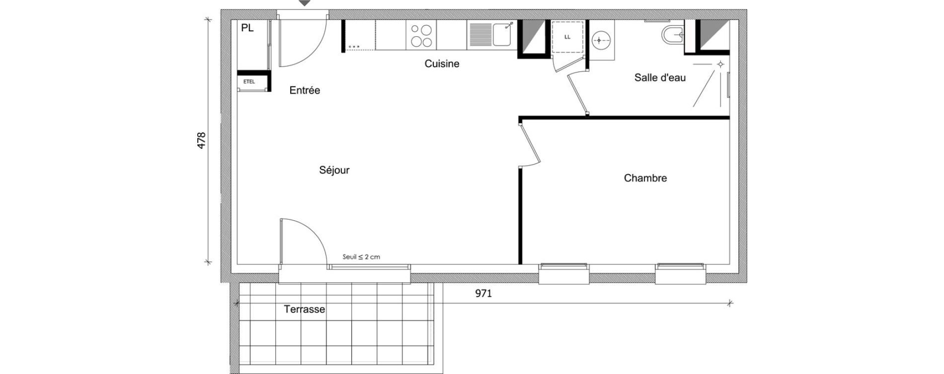Appartement T2 de 45,03 m2 &agrave; Bonneville Centre