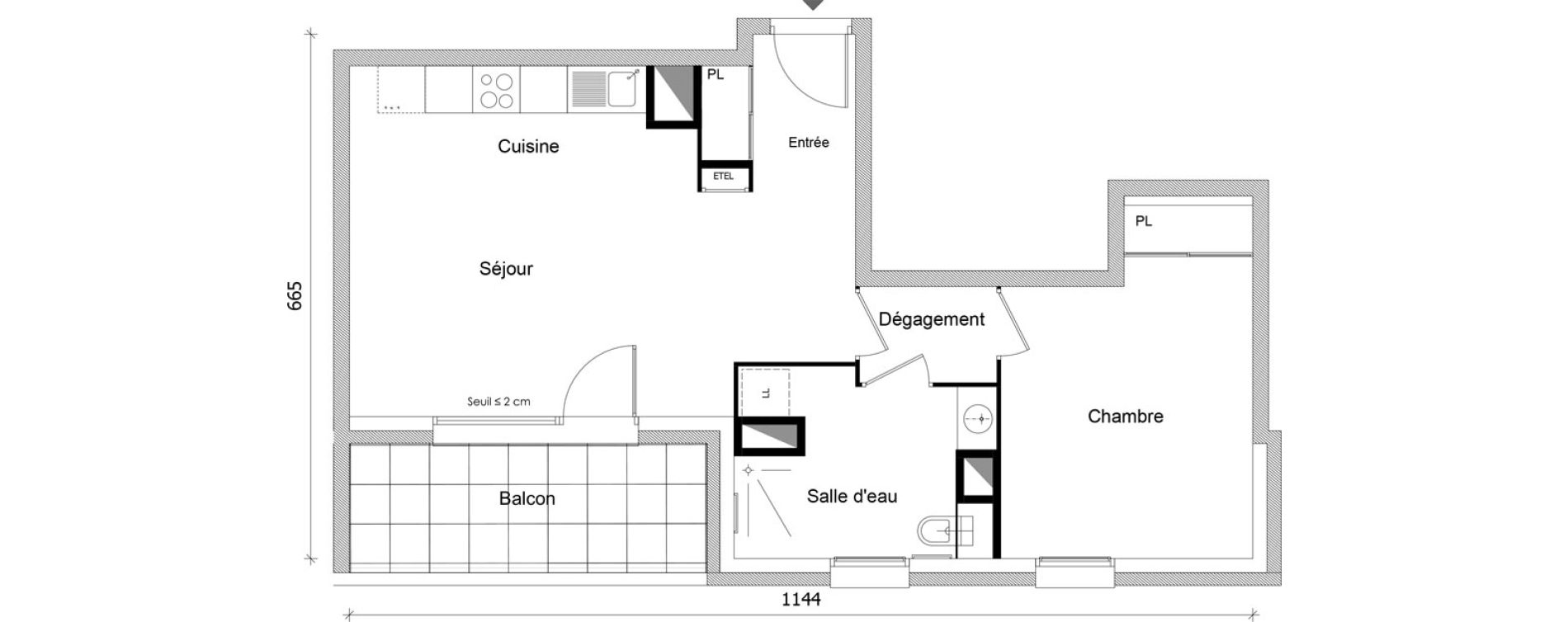 Appartement T2 de 48,25 m2 &agrave; Bonneville Centre