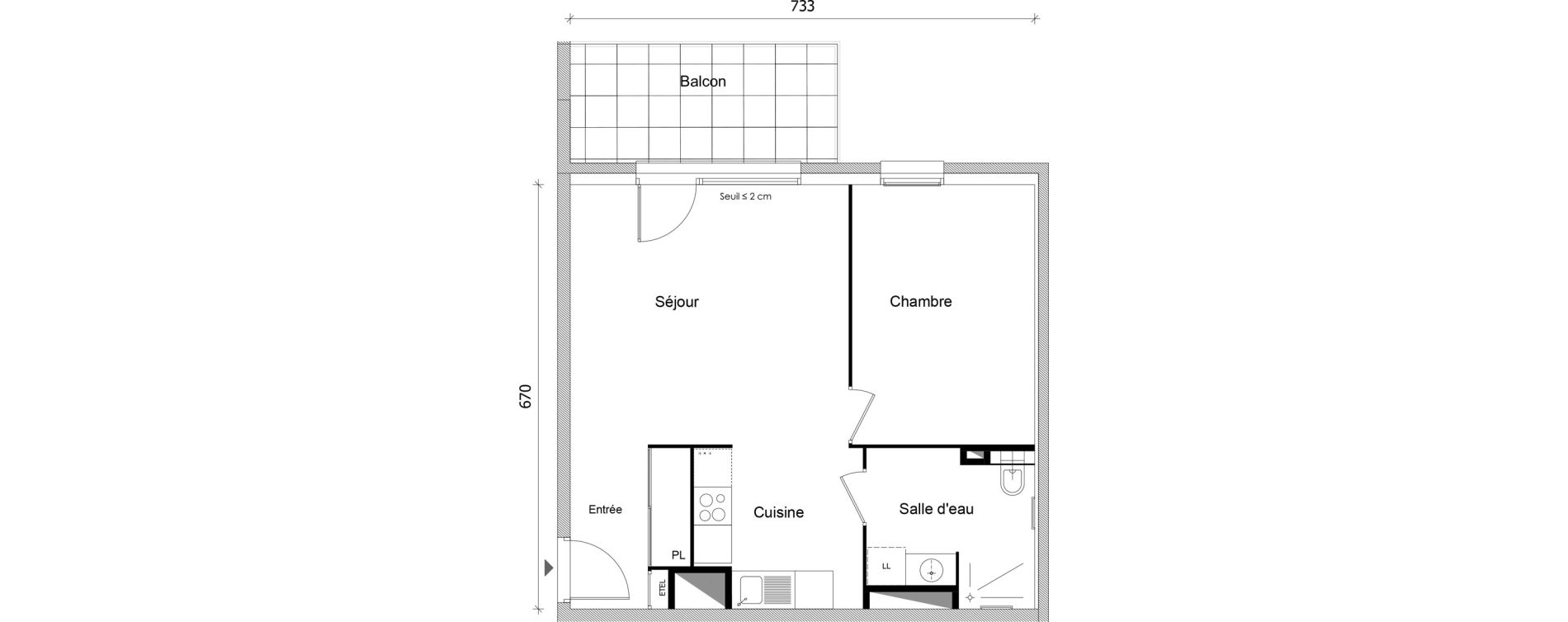 Appartement T2 de 46,64 m2 &agrave; Bonneville Centre